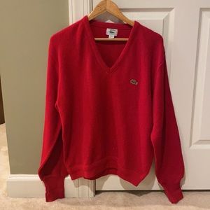 IZOD Lacoste Men’s Red V Neck Pullover Sweater